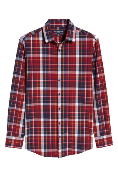 Mizzen + Main - Leeward LS - Large Burgundy Plaid  - Flatlay
