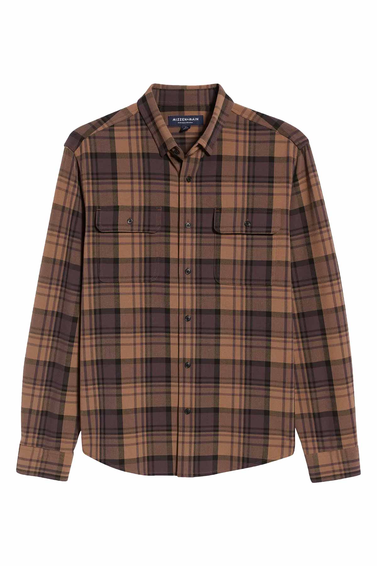 Mizzen + Main - Upstate Flannel - Caribou Brown Plaid - Flatlay