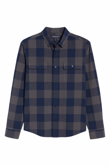 Mizzen + Main - Upstate Flannel - Gray Navy Buffalo Plaid - Flatlay