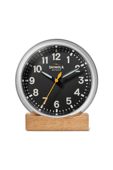 shinola-runwell-desk-clock-chrome-black-front